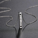 Engraved Stainless Steel Bar Necklace Personalized Women's Name Date
