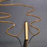 Engraved Stainless Steel Bar Necklace Personalized Women's Name Date