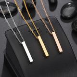 Engraved Stainless Steel Bar Necklace Personalized Women's Name Date