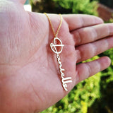 Personalized Name Necklace Vertical Handwriting Nameplate Pendant