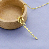 Personalized Name Necklace Vertical Handwriting Nameplate Pendant