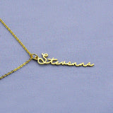Personalized Name Necklace Vertical Handwriting Nameplate Pendant