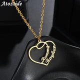 Personalized Heart Nameplate Necklace - Two Names