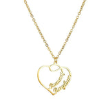 Personalized Heart Nameplate Necklace - Two Names