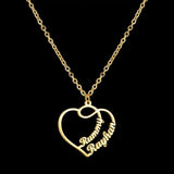 Personalized Heart Nameplate Necklace - Two Names