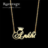 Raexrage Crown Name Pendant Necklace Personalized Nameplate