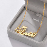 Raexrage Crown Name Pendant Necklace Personalized Nameplate