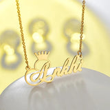 Raexrage Crown Name Pendant Necklace Personalized Nameplate