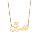 Raexrage Crown Name Pendant Necklace Personalized Nameplate