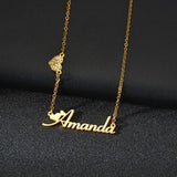 Zircon Necklace for Women Stainless Steel Double Hearts on Chain