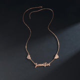 Zircon Necklace for Women Stainless Steel Double Hearts on Chain