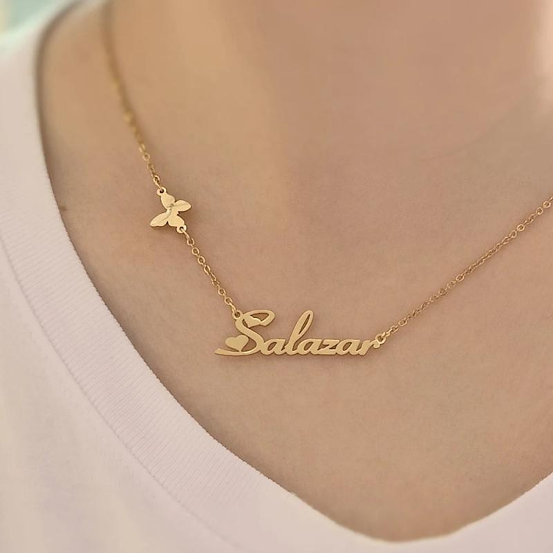 Customized Stainless Steel Butterfly Name Necklace