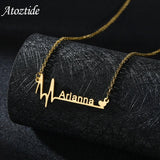 Atoztide Heartbeat Name Necklace Birth Date Pendants