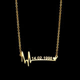 Atoztide Heartbeat Name Necklace Birth Date Pendants