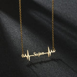 Atoztide Heartbeat Name Necklace Birth Date Pendants