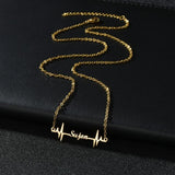 Atoztide Heartbeat Name Necklace Birth Date Pendants