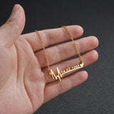 Atoztide Heartbeat Name Necklace Birth Date Pendants