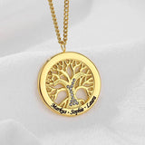 Personalized Family Engraving Names Necklace with Birthstone