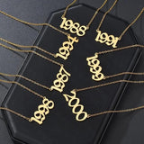 DODOAI Numbers Choker Necklace Personalized Old English Year Number Necklaces