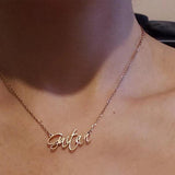 Personalized Name Choker Necklace Stainless Steel Script Style Pendant