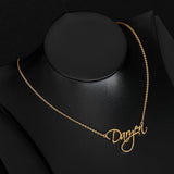 Personalized Name Choker Necklace Stainless Steel Script Style Pendant