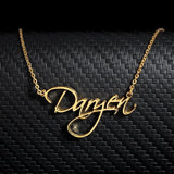 Personalized Name Choker Necklace Stainless Steel Script Style Pendant