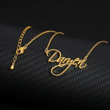 Personalized Name Choker Necklace Stainless Steel Script Style Pendant