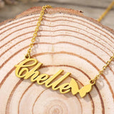 Stainless Steel Choker Butterfly Name Pendant Personalized Nameplate
