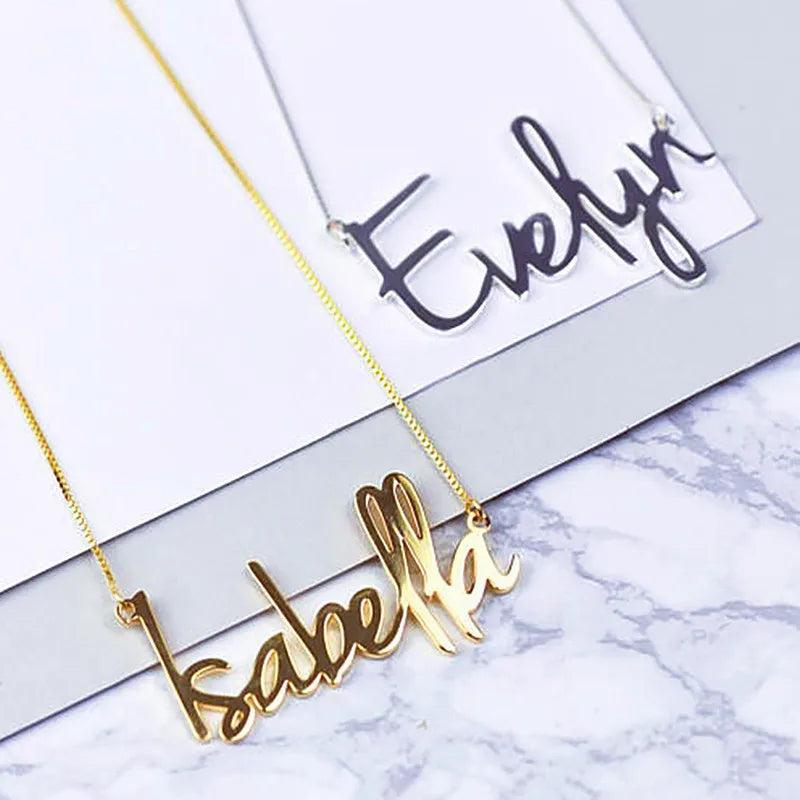 Name Charms Necklace Stainless Steel Personalized Pendants