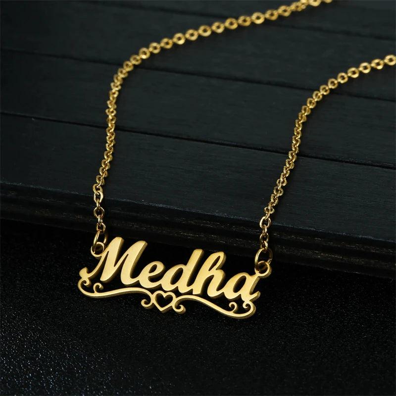 Heart with Name Necklace Stainless Steel Engraving Nameplate