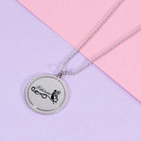 Personalized Laser Engraved Names Necklace Stainless Steel Round Pendant