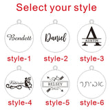 Personalized Laser Engraved Names Necklace Stainless Steel Round Pendant