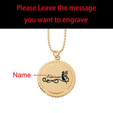 Personalized Laser Engraved Names Necklace Stainless Steel Round Pendant
