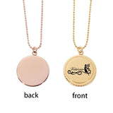 Personalized Laser Engraved Names Necklace Stainless Steel Round Pendant