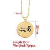 Personalized Laser Engraved Names Necklace Stainless Steel Round Pendant