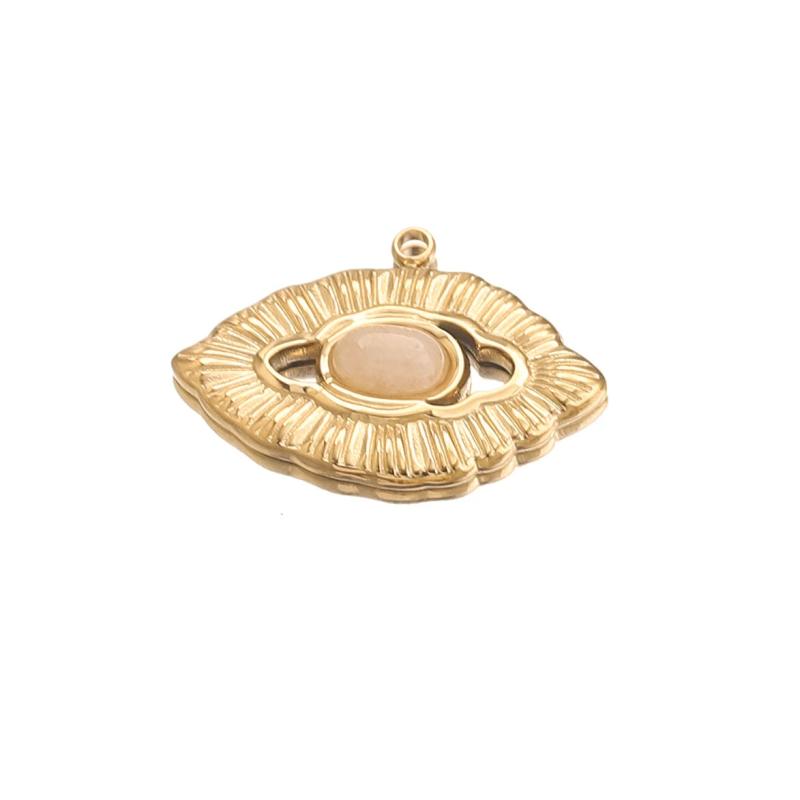 5pcs Stainless Steel Couple Lips Charms Natural Stone Pendants