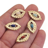 5pcs Stainless Steel Couple Lips Charms Natural Stone Pendants