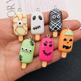 10pcs Resin Halloween Ice Cream Charm Pendant for DIY Jewelry Making