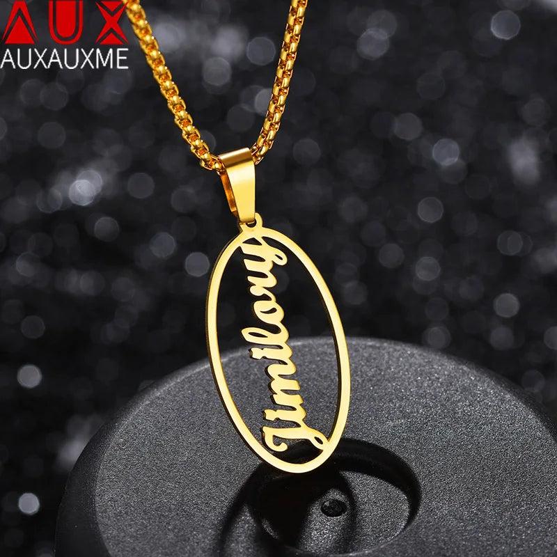 Personalized Oval Name Pendant Necklace for Women