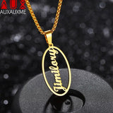 Personalized Oval Name Pendant Necklace for Women