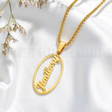 Personalized Oval Name Pendant Necklace for Women