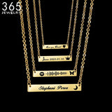 Personalized Heart Name Bar Necklace Engraved Date Gift