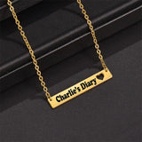 Personalized Heart Name Bar Necklace Engraved Date Gift