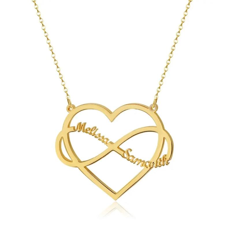 Fishhook Infinity Necklace Personalized Name Heart Chain Family Kid Gift