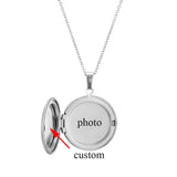Custom Round Pendant Photo Necklace with Name in Album Box