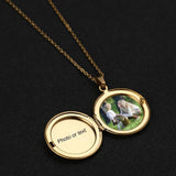Custom Round Pendant Photo Necklace with Name in Album Box
