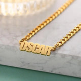 Personalized Cuban Chain Name Necklace Stainless Steel Nameplate Charm
