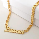 Personalized Cuban Chain Name Necklace Stainless Steel Nameplate Charm