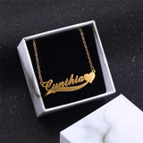 Personalized Name Heart Necklace Stainless Steel Chain Jewelry