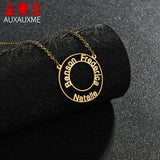 Personalized Double Circle Name Date Necklace